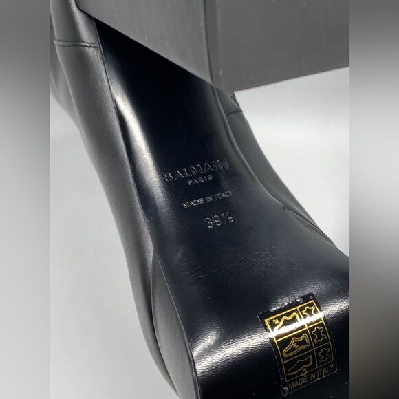 Balmain Brune Leather Platform Ankle Boots size 39.5 - Picture 16 of 16